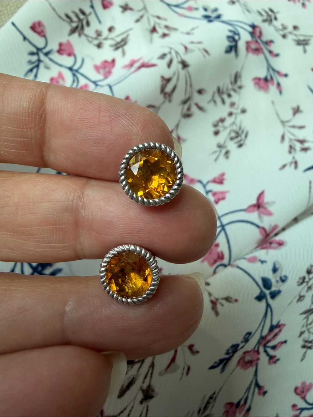 JUDITH RIPKA STERLING
SILVER CITRINE STUD EARRINGS, APPROX. 11MM